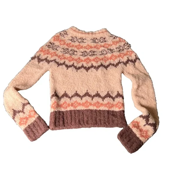 SMYTHE LOPI FAIR ISLE ALPACA BLEND SWEATER IN APRICOT FAIR ISLE WOMEN’S SMALL